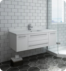 Fresca  FCB6148WH-UNS-CWH-U Lucera 48" White Wall Hung Modern Bathroom Cabinet w/ Top & Undermount Sink