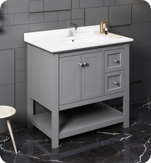Fresca  FCB2336GR-CWH-U Manchester 36" Gray Traditional Bathroom Cabinet w/ Top & Sink