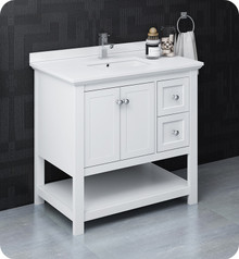 Fresca  FCB2336WH-CWH-U Manchester 36" White Traditional Bathroom Cabinet w/ Top & Sink