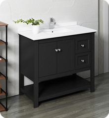 Fresca  FCB2340BL-CWH-U Manchester 42" Black Traditional Bathroom Cabinet w/ Top & Sink