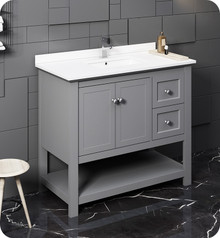 Fresca  FCB2340GR-CWH-U Manchester 42" Gray Traditional Bathroom Cabinet w/ Top & Sink