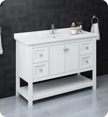 Fresca  FCB2348WH-CWH-U Manchester 48" White Traditional Bathroom Cabinet w/ Top & Sink