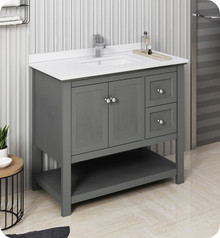 Fresca  FCB2340VG-CWH-U Manchester Regal 42" Gray Wood Veneer Traditional Bathroom Cabinet w/ Top & Sink