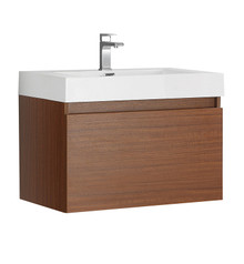 Fresca  FCB8007TK-I Mezzo 30" Teak Wall Hung Modern Bathroom Cabinet w/ Integrated Sink