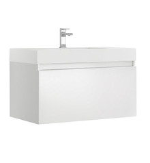 Fresca  FCB8008WH-I Mezzo 36" White Wall Hung Modern Bathroom Cabinet w/ Integrated Sink