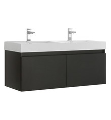 Fresca  FCB8012BW-I Mezzo 48" Black Wall Hung Double Sink Modern Bathroom Cabinet w/ Integrated Sink
