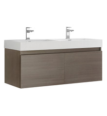 Fresca  FCB8012GO-I Mezzo 48" Gray Oak Wall Hung Double Sink Modern Bathroom Cabinet w/ Integrated Sink