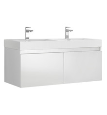 Fresca  FCB8012WH-I Mezzo 48" White Wall Hung Double Sink Modern Bathroom Cabinet w/ Integrated Sink