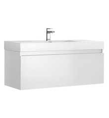 Fresca  FCB8011WH-I Mezzo 48" White Wall Hung Modern Bathroom Cabinet w/ Integrated Sink