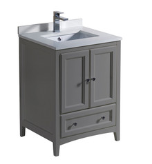 Fresca  FCB2024GR-CWH-U Oxford 24" Gray Traditional Bathroom Cabinet w/ Top & Sinks