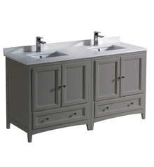 Fresca  FCB20-3030GR-CWH-U Oxford 60" Gray Traditional Double Sink Bathroom Cabinets w/ Top & Sinks