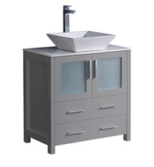 Fresca  FCB6230GR-CWH-V Torino 30" Gray Modern Bathroom Cabinet w/ Top & Vessel Sink