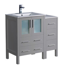 Fresca  FCB62-2412GR-I Torino 36" Gray Modern Bathroom Cabinets w/ Integrated Sink