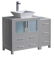 Fresca  FCB62-3012GR-CWH-V Torino 42" Gray Modern Bathroom Cabinets w/ Top & Vessel Sink