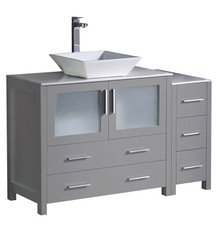 Fresca  FCB62-3612GR-CWH-V Torino 48" Gray Modern Bathroom Cabinets w/ Top & Vessel Sink