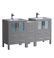 Fresca  FCB62-241224GR-I Torino 60" Gray Modern Double Sink Bathroom Cabinets w/ Integrated Sinks