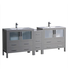 Fresca  FCB62-361236GR-I Torino 84" Gray Modern Double Sink Bathroom Cabinets w/ Integrated Sinks
