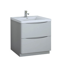 Fresca  FCB9132GRG-I Tuscany 32" Glossy Gray Free Standing Modern Bathroom Cabinet w/ Integrated Sink