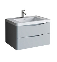 Fresca  FCB9032GRG-I Tuscany 32" Glossy Gray Wall Hung Modern Bathroom Cabinet w/ Integrated Sink