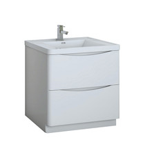 Fresca  FCB9132WH-I Tuscany 32" Glossy White Free Standing Modern Bathroom Cabinet w/ Integrated Sink