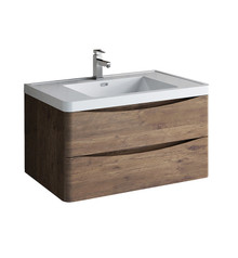 Fresca  FCB9036RW-I Tuscany 36" Rosewood Wall Hung Modern Bathroom Cabinet w/ Integrated Sink