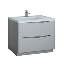Fresca  FCB9140GRG-I Tuscany 40" Glossy Gray Free Standing Modern Bathroom Cabinet w/ Integrated Sink