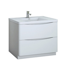Fresca  FCB9140WH-I Tuscany 40" Glossy White Free Standing Modern Bathroom Cabinet w/ Integrated Sink