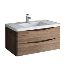 Fresca  FCB9040RW-I Tuscany 40" Rosewood Wall Hung Modern Bathroom Cabinet w/ Integrated Sink
