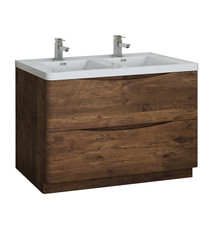 Fresca  FCB9148RW-D-I Tuscany 48" Rosewood Free Standing Modern Bathroom Cabinet w/ Integrated Double Sink