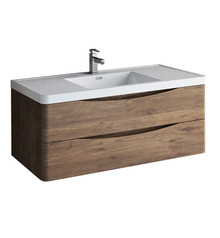 Fresca  FCB9048RW-I Tuscany 48" Rosewood Wall Hung Modern Bathroom Cabinet w/ Integrated Sink