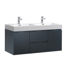 Fresca  FCB8348GG-D-I Valencia 48" Dark Slate Gray Wall Hung Double Sink Modern Bathroom Vanity