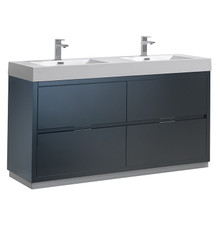 Fresca  FCB8460GG-D-I Valencia 60" Dark Slate Gray Free Standing Double Sink Modern Bathroom Vanity