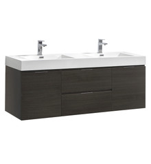 Fresca  FCB8360GO-D-I Valencia 60" Gray Oak Wall Hung Double Sink Modern Bathroom Vanity