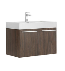 Fresca  FCB8089GW-I Vista 30" Walnut Wall Hung Modern Bathroom Cabinet w/ Integrated Sink
