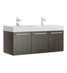 Fresca  FCB8092GO-D-I Vista 48" Gray Oak Wall Hung Double Sink Modern Bathroom Cabinet w/ Integrated Sink