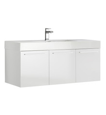 Fresca  FCB8092WH-I Vista 48" White Wall Hung Modern Bathroom Cabinet w/ Integrated Sink