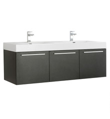 Fresca  FCB8093BW-D-I Vista 60" Black Wall Hung Double Sink Modern Bathroom Cabinet w/ Integrated Sink