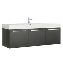 Fresca  FCB8093BW-I Vista 60" Black Wall Hung Single Sink Modern Bathroom Cabinet w/ Integrated Sink