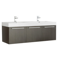 Fresca  FCB8093GO-D-I Vista 60" Gray Oak Wall Hung Double Sink Modern Bathroom Cabinet w/ Integrated Sink