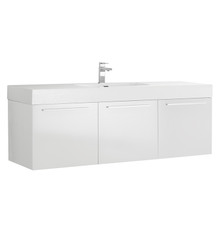 Fresca  FCB8093WH-I Vista 60" White Wall Hung Single Sink Modern Bathroom Cabinet w/ Integrated Sink
