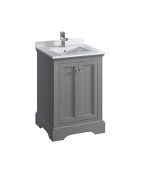 Fresca  FCB2424GRV-CWH-U Windsor 24" Gray Textured Traditional Bathroom Cabinet w/ Top & Sink