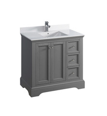 Fresca  FCB2436GRV-CWH-U Windsor 36" Gray Textured Traditional Bathroom Cabinet w/ Top & Sink