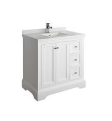 Fresca  FCB2436WHM-CWH-U Windsor 36" Matte White Traditional Bathroom Cabinet w/ Top & Sink