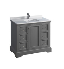 Fresca  FCB2440GRV-CWH-U Windsor 40" Gray Textured Traditional Bathroom Cabinet w/ Top & Sink