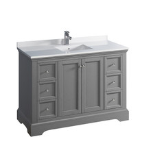 Fresca  FCB2448GRV-CWH-U Windsor 48" Gray Textured Traditional Bathroom Cabinet w/ Top & Sink