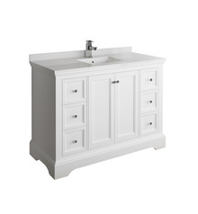 Fresca  FCB2448WHM-CWH-U Windsor 48" Matte White Traditional Bathroom Cabinet w/ Top & Sink
