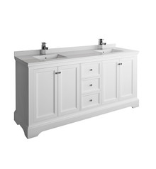 Fresca  FCB2472WHM-CWH-U Windsor 72" Matte White Traditional Double Sink Bathroom Cabinet w/ Top & Sinks