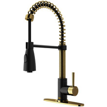 Vigo  VG02003MGMBK1 Brant Pull-Down Spray Kitchen Faucet In Matte Brushed Gold/Matte Black With Deck Plate