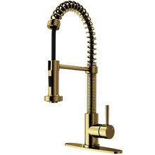 Vigo  VG02001MGK1 Edison Pull-Down Spray Kitchen Faucet And Deck Plate In Matte Brushed Gold