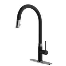 Vigo  VG02033STMBK1 Bristol Pull-Down Kitchen Faucet With Deck Plate In Stainless Steel And Matte Black